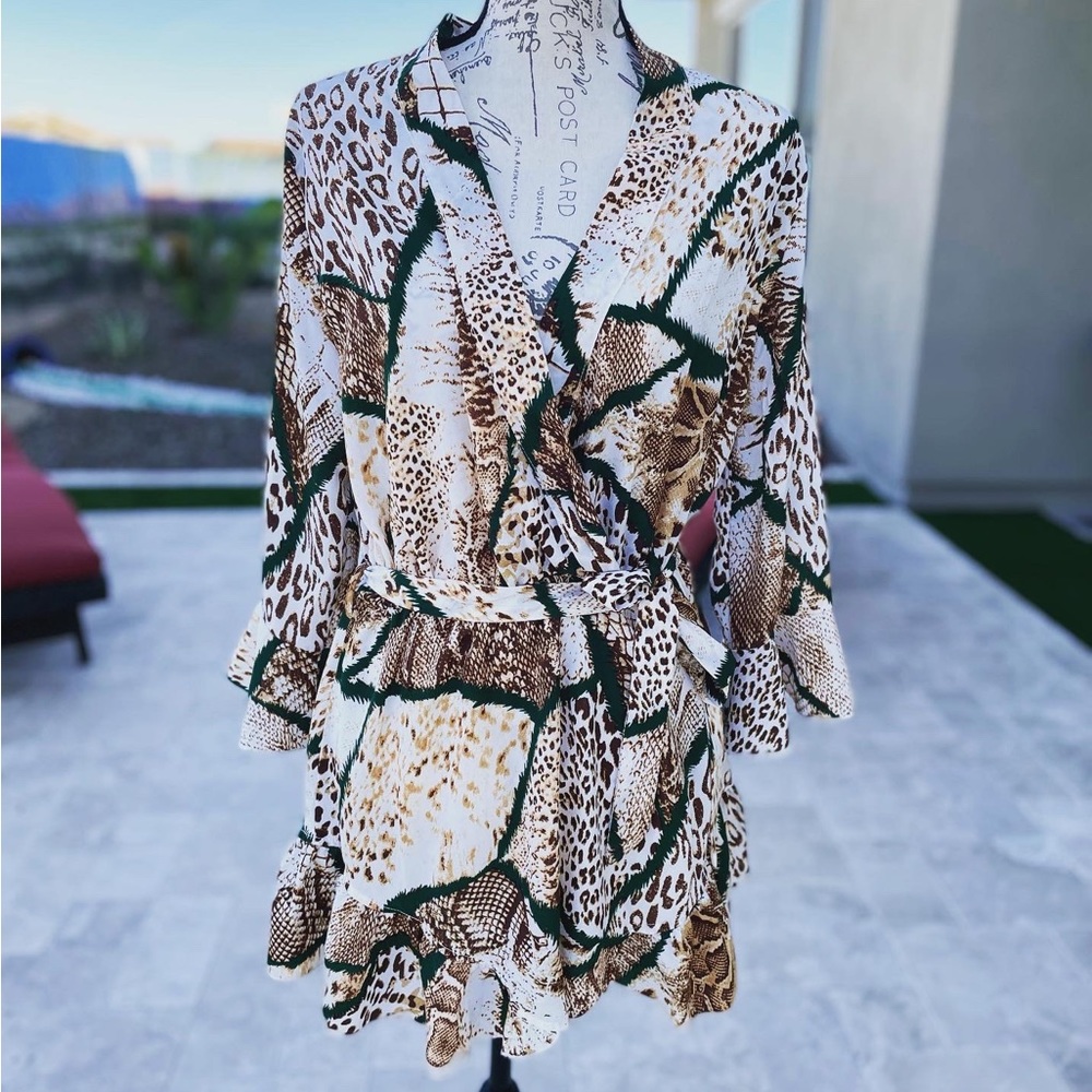 Boohoo Animal Print Wrap Romper size 10